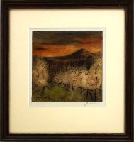 Luboš Malina - Srna v jabloních - grafika